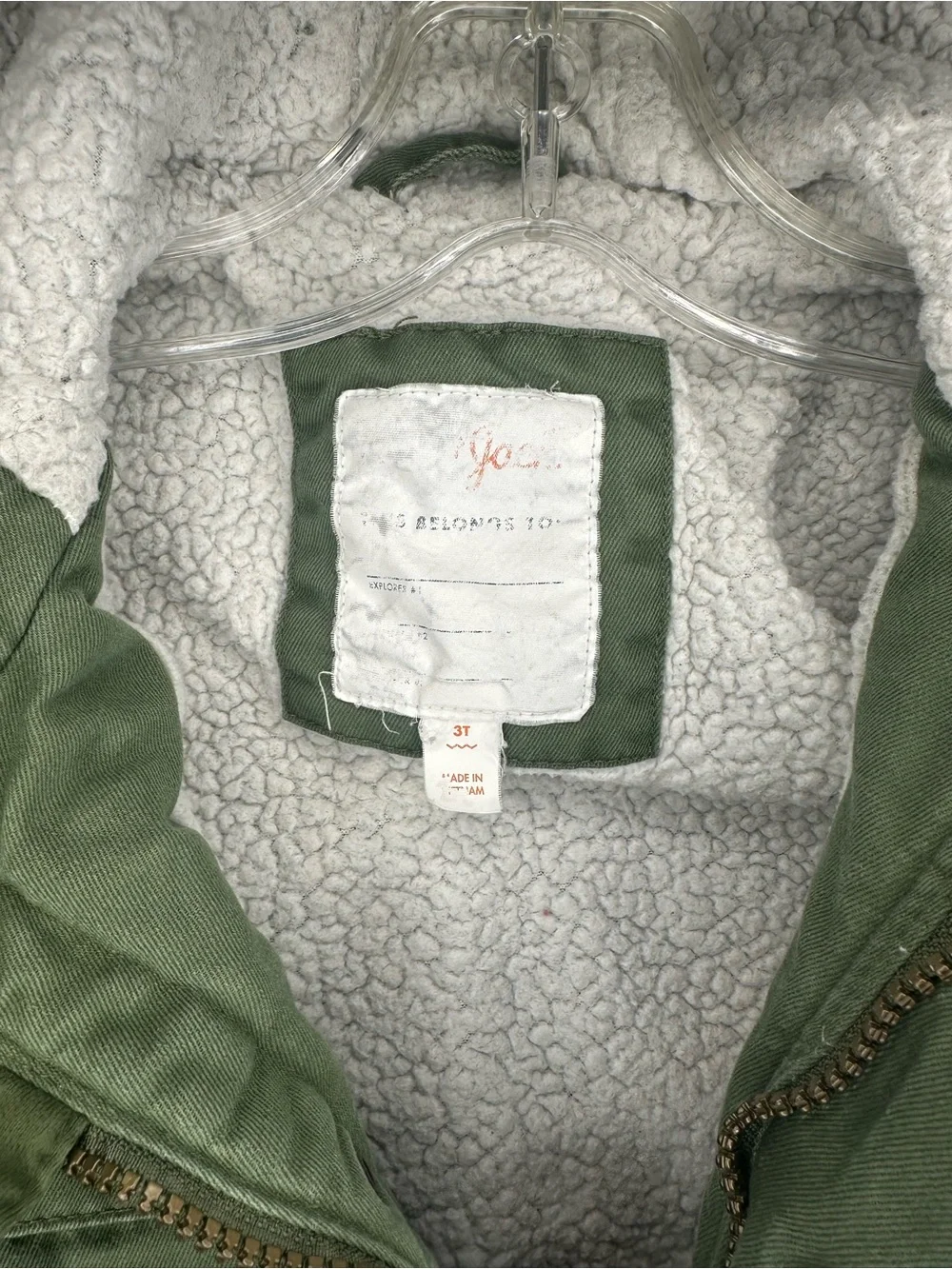 Cat & Jack Kids Olive Green Sherpa Lined Hooded Utility Jacket